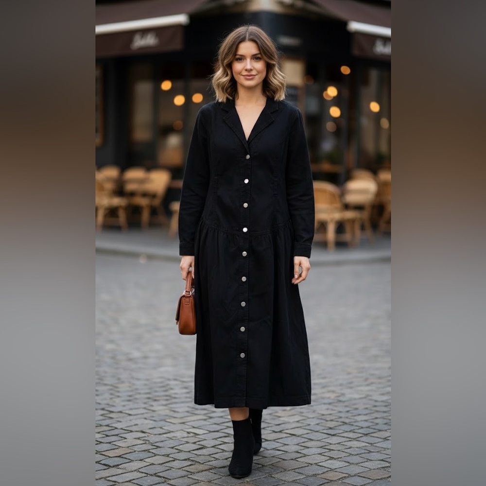 Chic Black Long Sleeve Dress size L